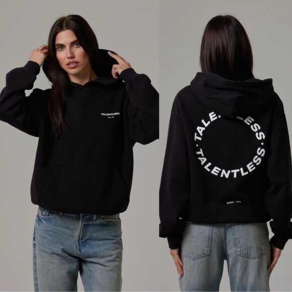 Talentless Pitch Black Circle Logo Pullover Hoodie Cozy  Sweatshirt Sz Small - Picture 2 of 12